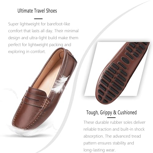 BEAUSEEN Coffee Leather Loafers