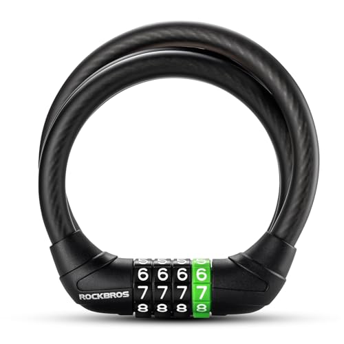 ROCKBROS Bike Cable Lock, Resettable Combination, 115cm