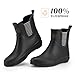 HISEA Rubber Rain Boots for Women Fashion Waterproof Chelsea Boots Short Ankle Garden Shoes Wedge Heel Anti-Slipping Rainboots for Ladies Outdoor Work Booties with Comfort Insole, Size 11 Black