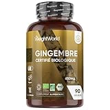 Gingembre Gélules Bio 650 mg - 90 Gélules de Gingembre en Poudre - Vegan (3 Mois) - Certifié Agriculture Biologique - Source de Fer, Potassium, Vitamine C, Magnésium - Racine Zingiber Officinale