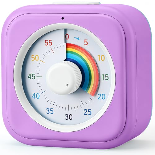 Image of Rainbow Visual Timer for Kids with 60 Minute Silent Mode | Countdown Clock with Color Disk, Time Management Tool for ADHD, Classroom, Kitchen, Office, Study, Pomodoro