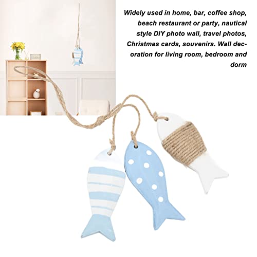 Antique Hand Carved Wood Fish Wall Hanging - Nautical Sculpture and Decorative Ornament, Blue - Image 2