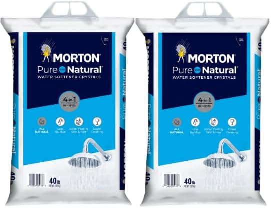 (2 PACK) Morton Water Softener Salt Crystals, Pure and Natural 4 in 1, 40 pounds