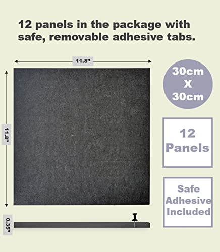Black Cork Board 47"X35" - 12 Pack Felt Wall Tiles With Safe Removable Adhesive Tabs, Large Cork Board 48 X 36 Inches Cork Board For Office Large Cork Boards For Walls 72 X 48 - Gray Black #TOP4