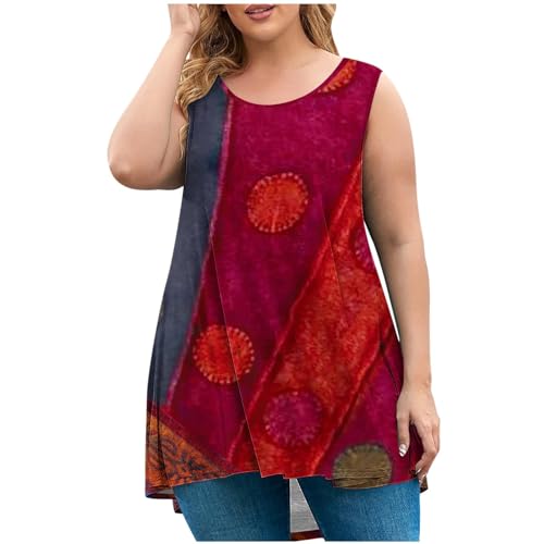 Ybing Camiseta sin mangas para mujer, monocolor/degradado, informal, cuello redondo, blusa, tallas grandes, suelta, blusa, blusa, blusa, blusa, blusa, blusa, blusa, estampado floral, sin mangas,