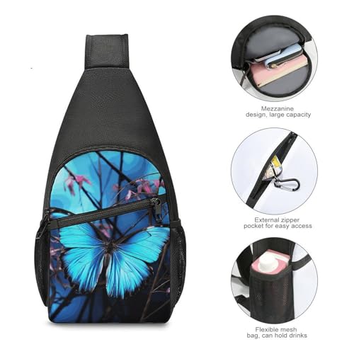 Sling Bag para Mujer y Hombre Azul con Mariposa miniatura 4