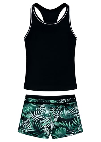 Image of Little Girls' Summer Swimwear Two Piece Boyshort Tankini Kids Swimsuit