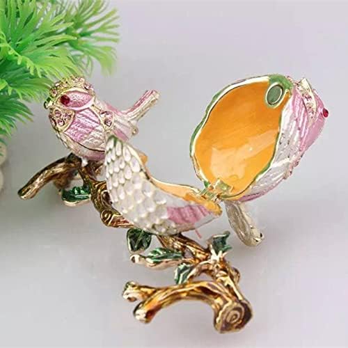 litulituhallo Bejeweled Pink Flamingos Trinket Box Crystal Jeweled Keepsake Ornament