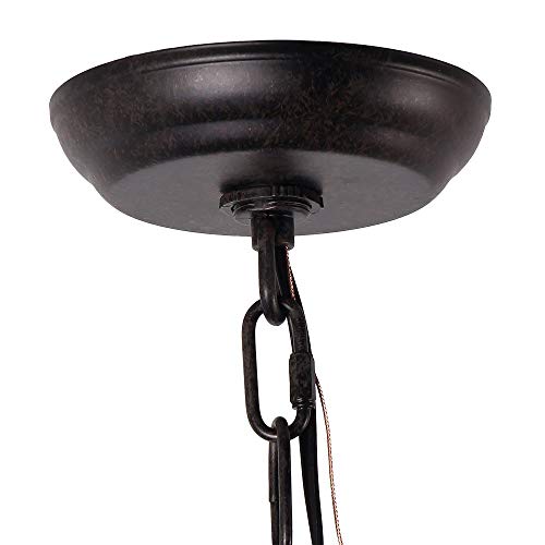 Anmytek Round Wooden Chandelier Metal Pendant Five Lights Decorative Lighting Fixture Antique Ceiling Lamp (Five Lights) #TOP4