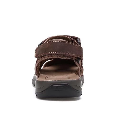 Womens Athletic Beach Hiking Closed Toe Sandals Leather Hiking Sandals For Women (Dark Brown,7) #TOP3