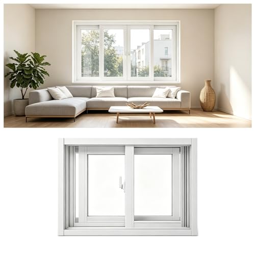 Image of Premium Aluminum Horizontal Sliding Window, Clear Tempered Glass Sliding Windows for House Shed Basement, Easy Install Home Replacement Windows(White,100x48cm(39x19"))