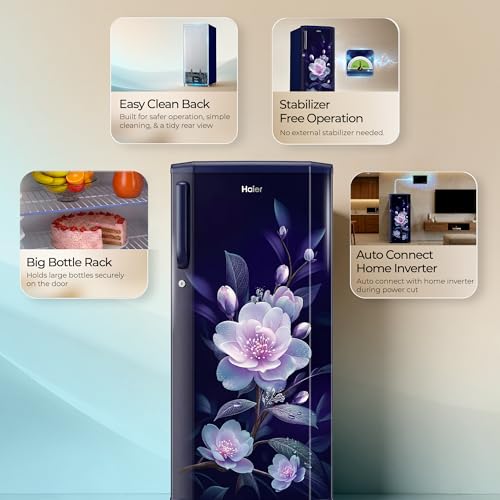 Image of Haier 165 L 1 Star Direct Cool Single Door Refrigerator with Diamond Edge Freezing Technology, Easy Clean Back, Large Vegetable Box (HED-171MEA-P, Marine Elegance, 2026 Model)