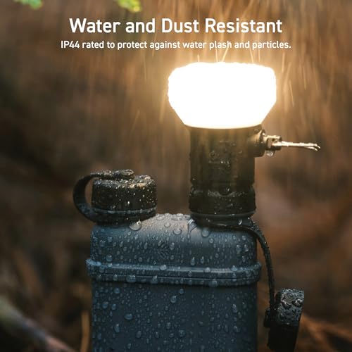 NESTOUT Rugged Outdoor Camping LED Lantern w/ Mini Tripod, Dimmable USB Powered Soft LED Light, IP44 Water Dust Resistant, 10-350 Lumen, Portable Lamp for Power Bank EDC Travel, LAMP-1 (Beige)