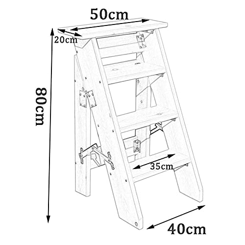 Échelle escabeau polyvalent 4 marches en bois à structure légère et stable