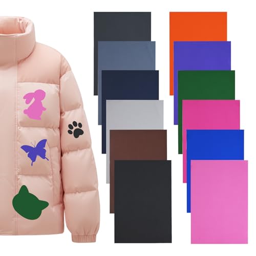 12 Hojas Parches de Reparación de Nailon Cortados Libremente, 21x15cm Parches Autoadhesivos de Chaqueta de Plumón, Parches Impermeable del Paño de Reparación para Ropa Exterior Saco de Dormir