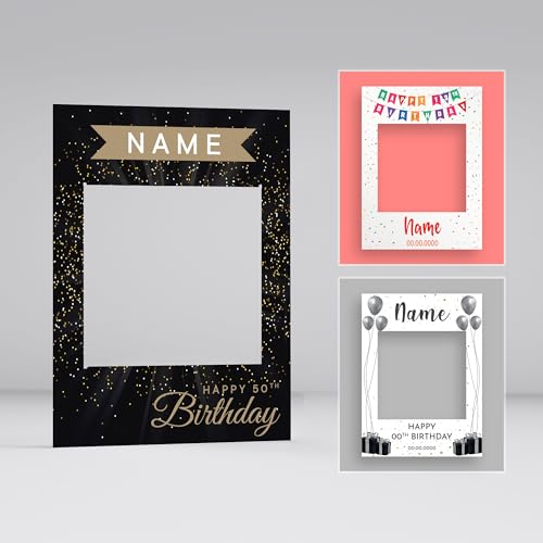Customisable Birthday Selfie Frame Bespoke Personalised Party Decoration Young and Old Party Prop
