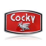 KOORASY Cocky Belt Buckle Animal Rooster Belt Buckles Men Women Rectangle Western Booth's Cocky Cowboy Belt Buckle, Red