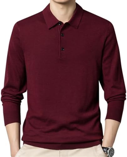 （06:30時点） [CEEN] ポロシャツ メンズ 長袖 ニットセーター 無地 薄い カジュアル 男性 トップス シンプル 春秋冬 紳士服 保温 防寒 ゴルフウェア 通勤 オフィス ニットポロ