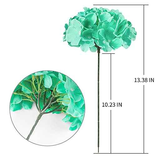 Flojery Tiffany Silk Hydrangea Heads Artificial Flowers Heads with Stems for Home Wedding Decor,Pack of 10 (Tiffany) - Thumbnail 2