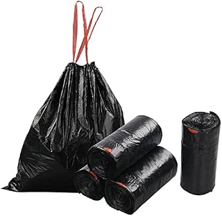 Xyskin 20 L Plastic Bin Liners, Drawstring Handle Waste Bin Liner, Black Garbage Bin Bag, 200 Counts