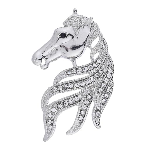 Image of Dreuyet Horse Brooch Pin Horse Racing Suit Lapel Pin for Women Men Rhinestone Antique Gold Horse Animal Brooch Clothing Outfits Accessory Jewelry