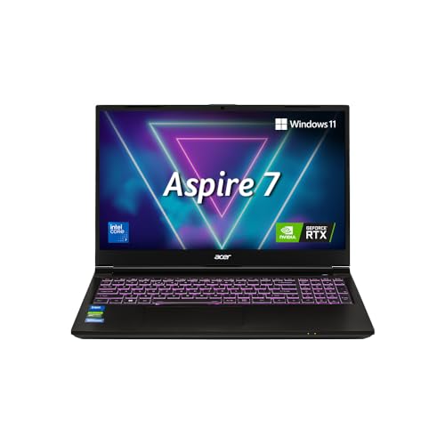 Image of acer Aspire 7, Intel Core 7-240H Processor, NVIDIA GeForce RTX 4050 6GB GDDR6,16 GB, 512GB, Full HD, 15.6 inch /39.62 cm, Windows 11 Home, Flame Black, 1.99kg, A715-79G, Backlit Keyboard, Gaming Laptop