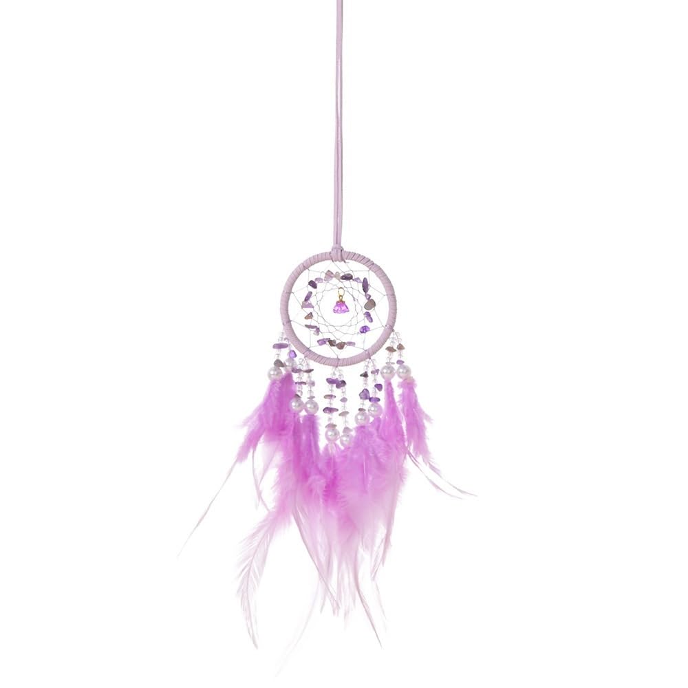 Wind Chime Dream Catchers Feather Wind Chimes, Wall Hanging Decorations, Car Charm Ornament Windchime(Lila)