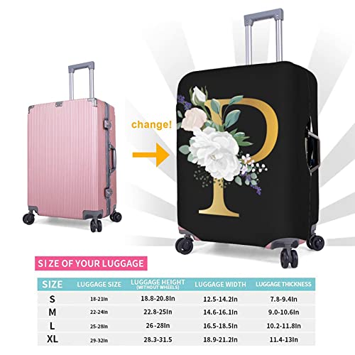 Flower Lette P Black Luggage Cover Elastic Washable Stretch Suitcase Protector Anti-Scratch Travel Suitcase Cover For Kid And Adult S (18-21 Inch Suitcase) #TOP4
