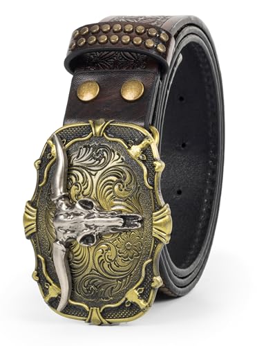 Western-Engraved-Cowboy-Belt Floral-Embossed-Cowgirl-Belt for Men Women