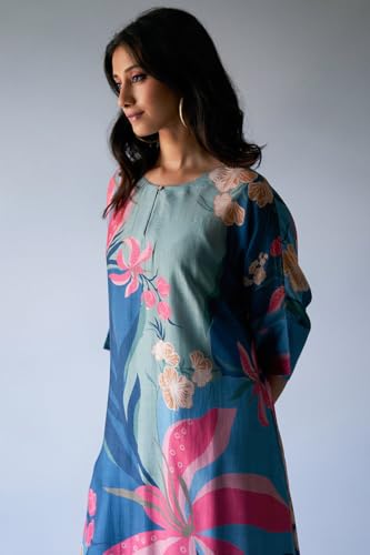 Image of GoSriKi Women's Cotton Blend Straight Printed Co-Ord Set