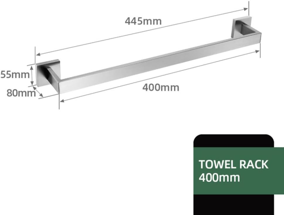Brushed Nickel Bathroom Accessories Set Wall Mount Bath Shelf Robe Hanger Toilet Paper Holder Towel Bar Rack Stainless Steel,Towel Bar 400,One Size