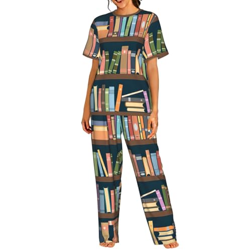 Pyjama léger rat de bibliothèque à manches courtes pour femme
