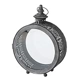 Farol redondo gris oscuro, 40,5 cm de alto, 30 cm de diámetro
