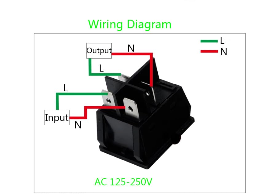 Miniatura 7 de Meskliu Interruptor de cable en línea impermeable, DPST AC 20A-125V, 16A-250V Interruptor de parada de arranque al aire libre, interruptor de