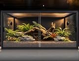 120 Gallon Reptile Tank, 4x2x2 Reptile Enclosure for Bearded Dragon, Snake, Ball Python & Chameleon, Aluminum Alloy Reptile Terrariums Cage with Front Sliding Tempered Glass Doors (Black)