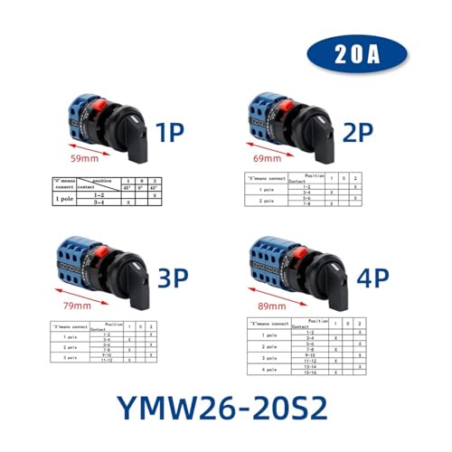 Interruptor de leva giratorio LW26-20S selector de cambio 20A 22mm YMW26 4P S1 4