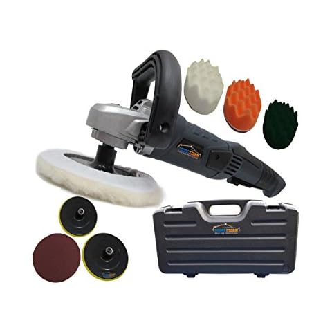 PowerStorm® Car Polisher Sander Buffer with Carry Case Plus 3 Waffle Buffing & Polishing Pads Cover