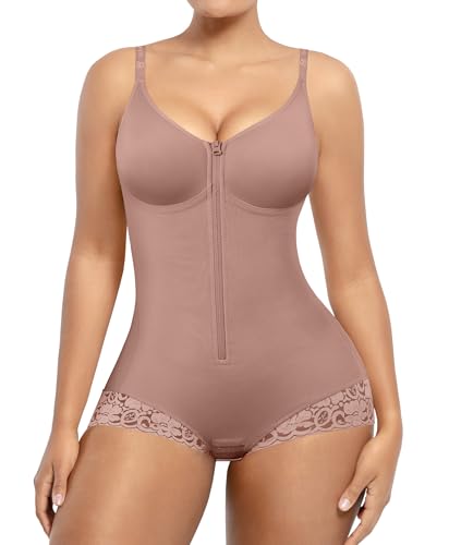 Image of SHAPELLX Faja Body Shaper for Women, Zipper Shapewear Bodysuit with Bra