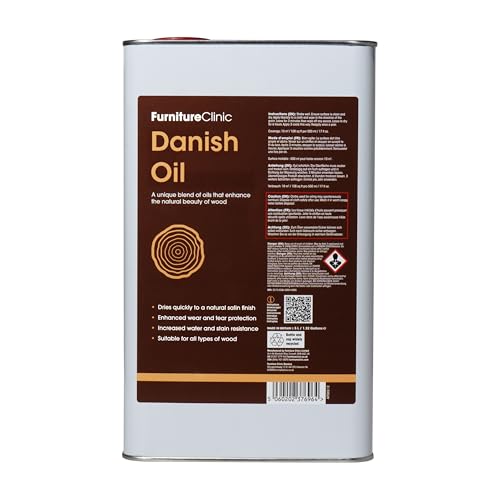 Furniture Clinic Olio danese per legno – Olio premium per migliorare la bellezza naturale di quercia, pino e altro – Sigilla e protegge per una finitura satinata, 5 l