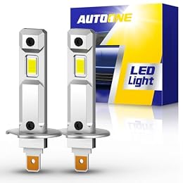 AUTOONE H1 LED Bulb, 1200% Super Brighter 1:1 Size 6500K White H1 Bulbs