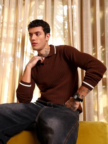 Image of Kvetoo Full Sleeve Winter Wear Woolen Collar Polo Sweater for Men