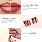 2-in-1 Lip Crayon, lip liner, Lip Liner Pencil, Slim Lip Pencil, Beauty Lip Gloss, Super Professional Tip Matte Lipstick, 2 in 1 lip Liner and Lipstick Built-in Sharpener - Image 3