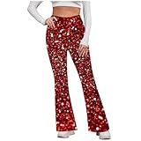Déguisement Pantalon Paillettes Disco Femme Costume de carnaval des années 60 et 70 Pantalon Yoga Femme Taille Haute Pantalons Patte d'Éléphant Pas Cher Pantalon de Soirée Leggings Party Clubwear