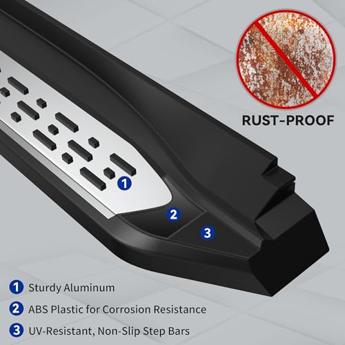 Estribos 4 pulg para Toyota Highlander 2014-2019, aluminio y plástico, 2 piezas miniatura 3