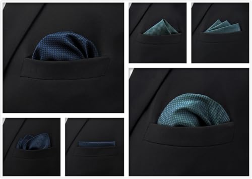 SHLAX&WING 5 Pieces Assorted Mens Silk Pocket Square Handkerchiefs Set 38 - Thumbnail 3