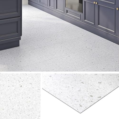 Dalles PVC adhésives sol Livelynine gris effet marbre 30x30 cm pour cuisine