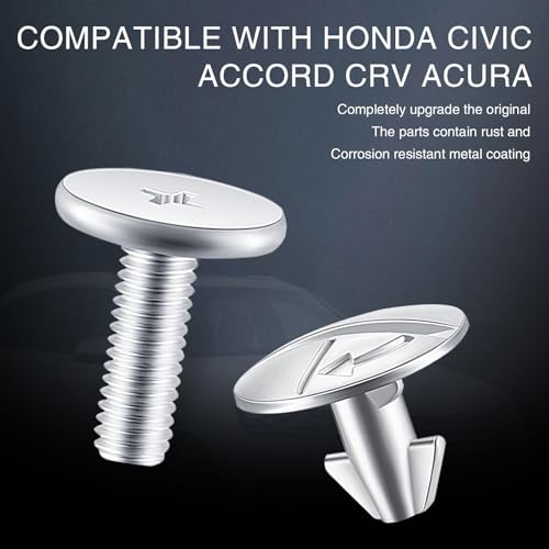Image of 8 PCS Car Engine Cover Bolt Hardwares, Metal Vehicle Radiator Screw Replacements, 90674-TY2-A01 Automotive Splash Guard Fastening Accessories Compatible with Honda Accord Civic CRV (Silver)