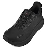 JACKSHIBO Men's Wide Toe Box Sneakers, Zero Drop Slip On Hands Free with Arch Support, Cushioned Shock Absorption for Gym Cross Training Wide Feet Allblack