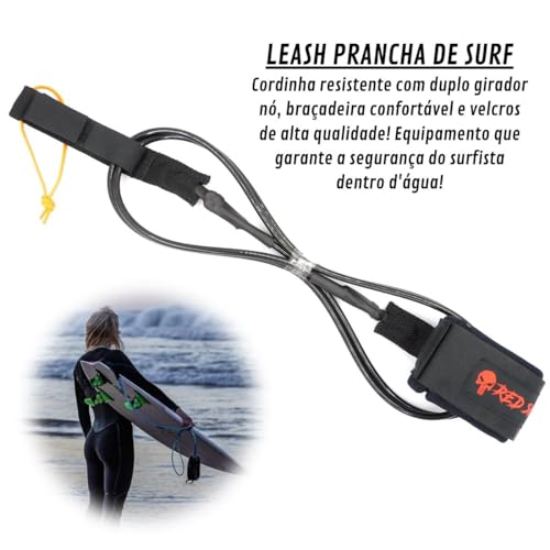 Strep Prancha De Surf Regular 6pés 6mm Leash Cordinha Surf (Preto)