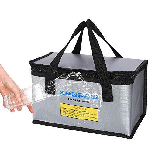 Engpow Fireproof Explosionproof Lipo Safe Bag For Lipo Battery Storage And Charging,Large Space Fire And Water Resistant Lipo Battery Guard With Double Zipper(260X130X150Mm) (Silver) #TOP6